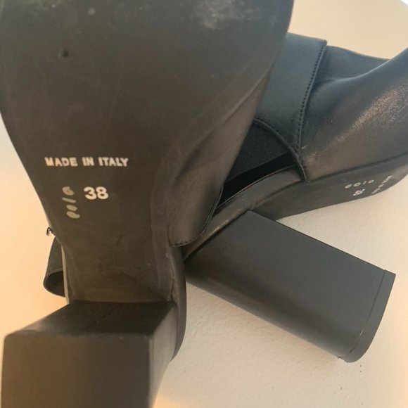 Fabianelli Black Leather Block Heeled Sandal - Picture 3 of 4